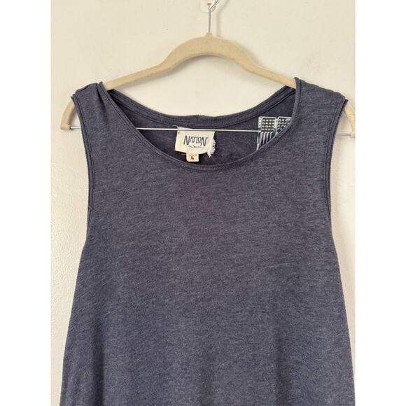 Nation LTD Dress Size Large Blue Knit Tiered Hem Oversized Lagenlook Peru - Picture 3 of 6